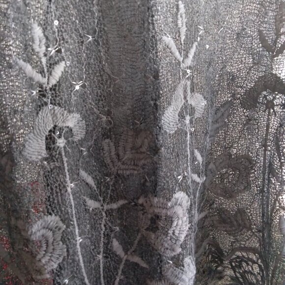 Grey Two Piece Crochet Open Knit Sweater and Dress Set - Picture 6 of 8